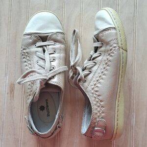Ruff Hewn Lace-Up Two-Toned Leather Upper Causal Metalic Blush Sneakers